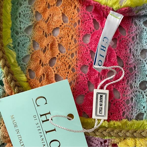 Chio Di Stefanis Crochet Knit Crop Sleeveless Top Rainbow Sz XS New Italy - Picture 5 of 10